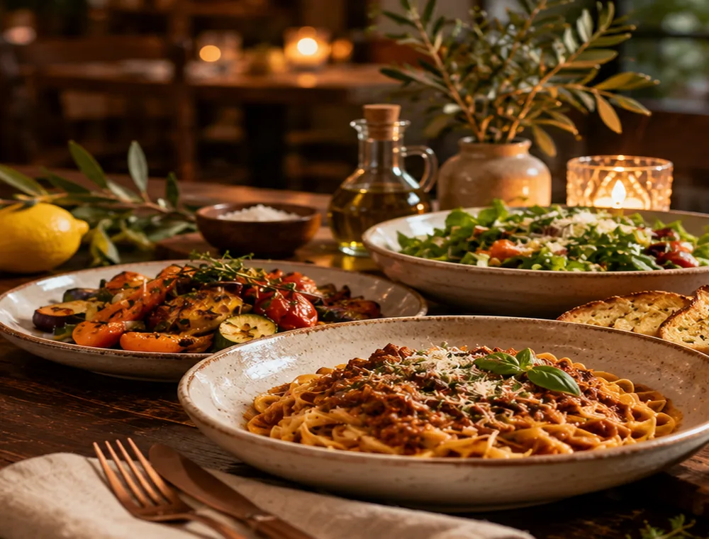 Illustrative dining table scene